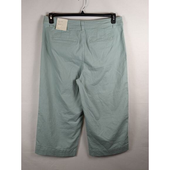 A New Day Cropped Wide Leg Pants 6 Mint Blue Green Flat Front High Rise Capri - Picture 6 of 9